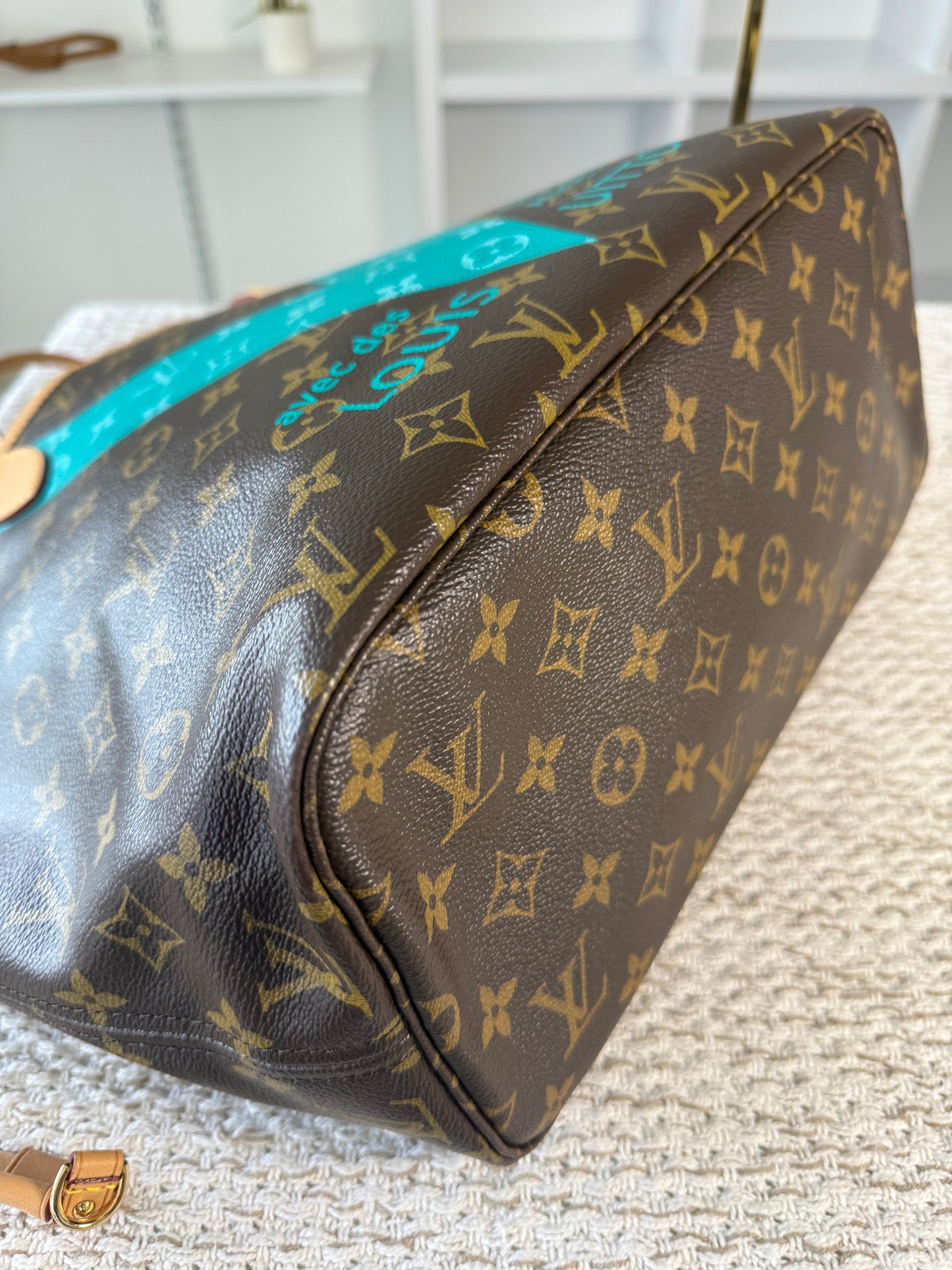 LIMITED EDITION TURQUOISE MONOGRAM V NEVERFULL MM BAG WITH POCHETTE