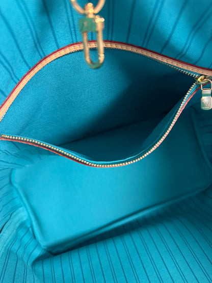 LIMITED EDITION TURQUOISE MONOGRAM V NEVERFULL MM BAG WITH POCHETTE