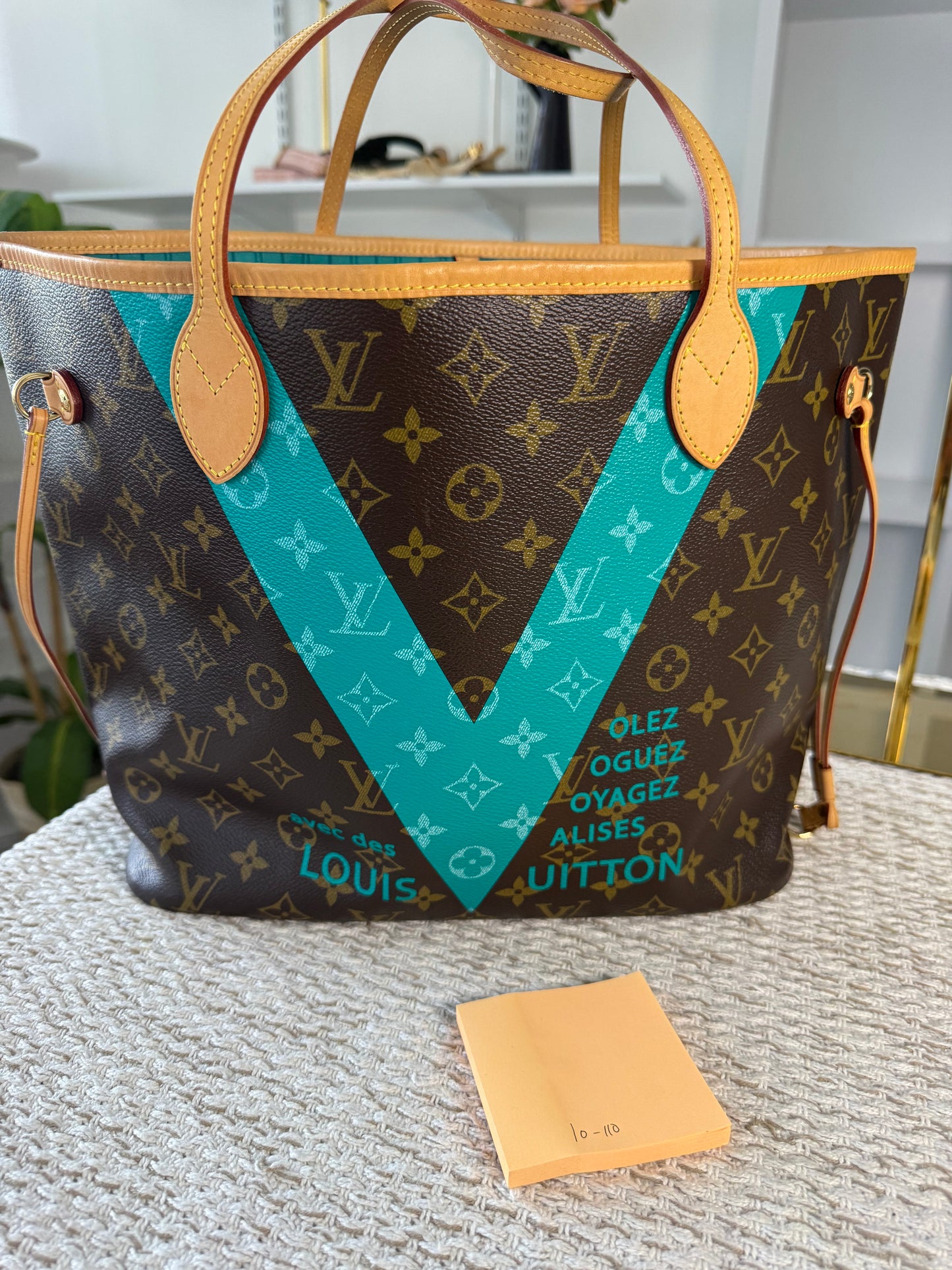 LIMITED EDITION TURQUOISE MONOGRAM V NEVERFULL MM BAG WITH POCHETTE