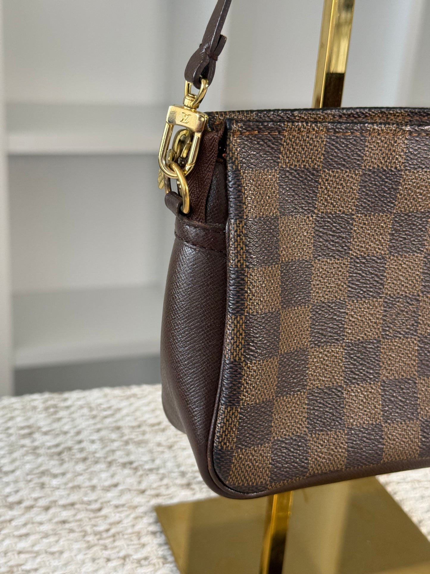 LOUIS VUITTON DAMIER EBENE TROUSSE MAKEUP COSMETIC POUCH BAG