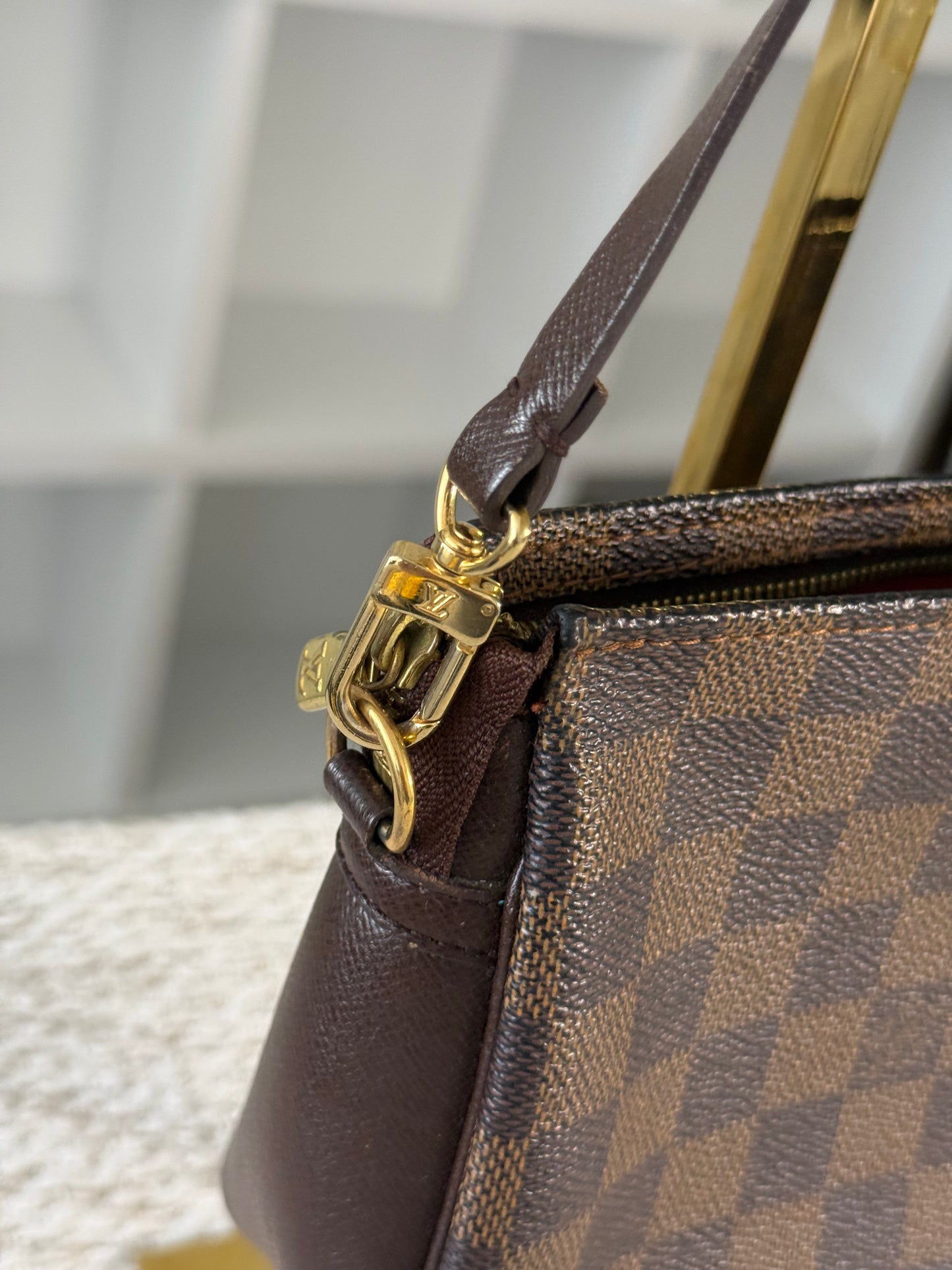 LOUIS VUITTON DAMIER EBENE TROUSSE MAKEUP COSMETIC POUCH BAG