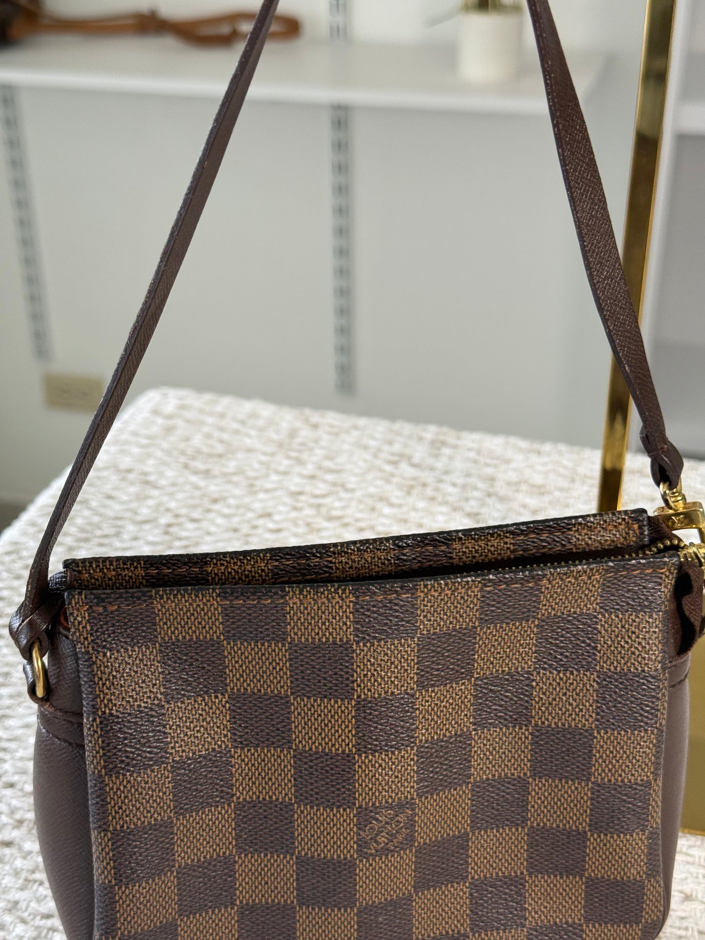 LOUIS VUITTON DAMIER EBENE TROUSSE MAKEUP COSMETIC POUCH BAG