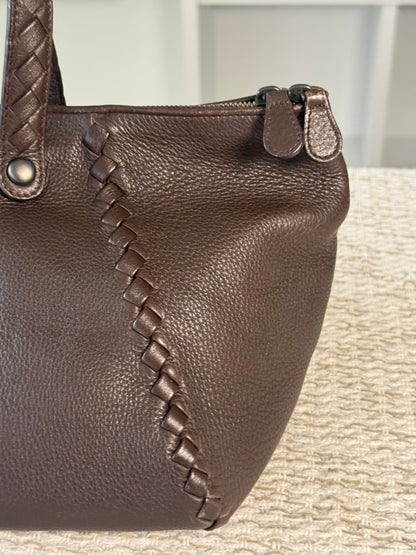 Intrecciato East West Tote in Chocolate Brown