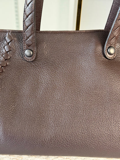 Intrecciato East West Tote in Chocolate Brown