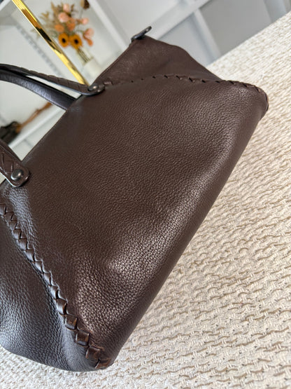 Intrecciato East West Tote in Chocolate Brown