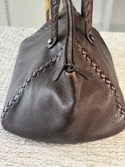 Intrecciato East West Tote in Chocolate Brown