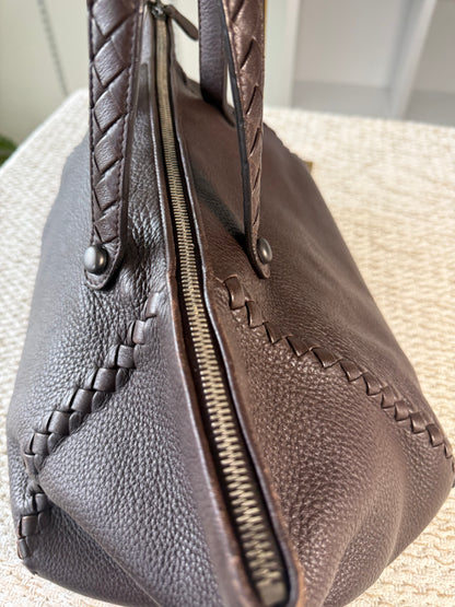Intrecciato East West Tote in Chocolate Brown