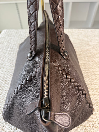 Intrecciato East West Tote in Chocolate Brown