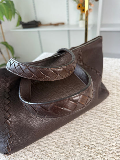 Intrecciato East West Tote in Chocolate Brown