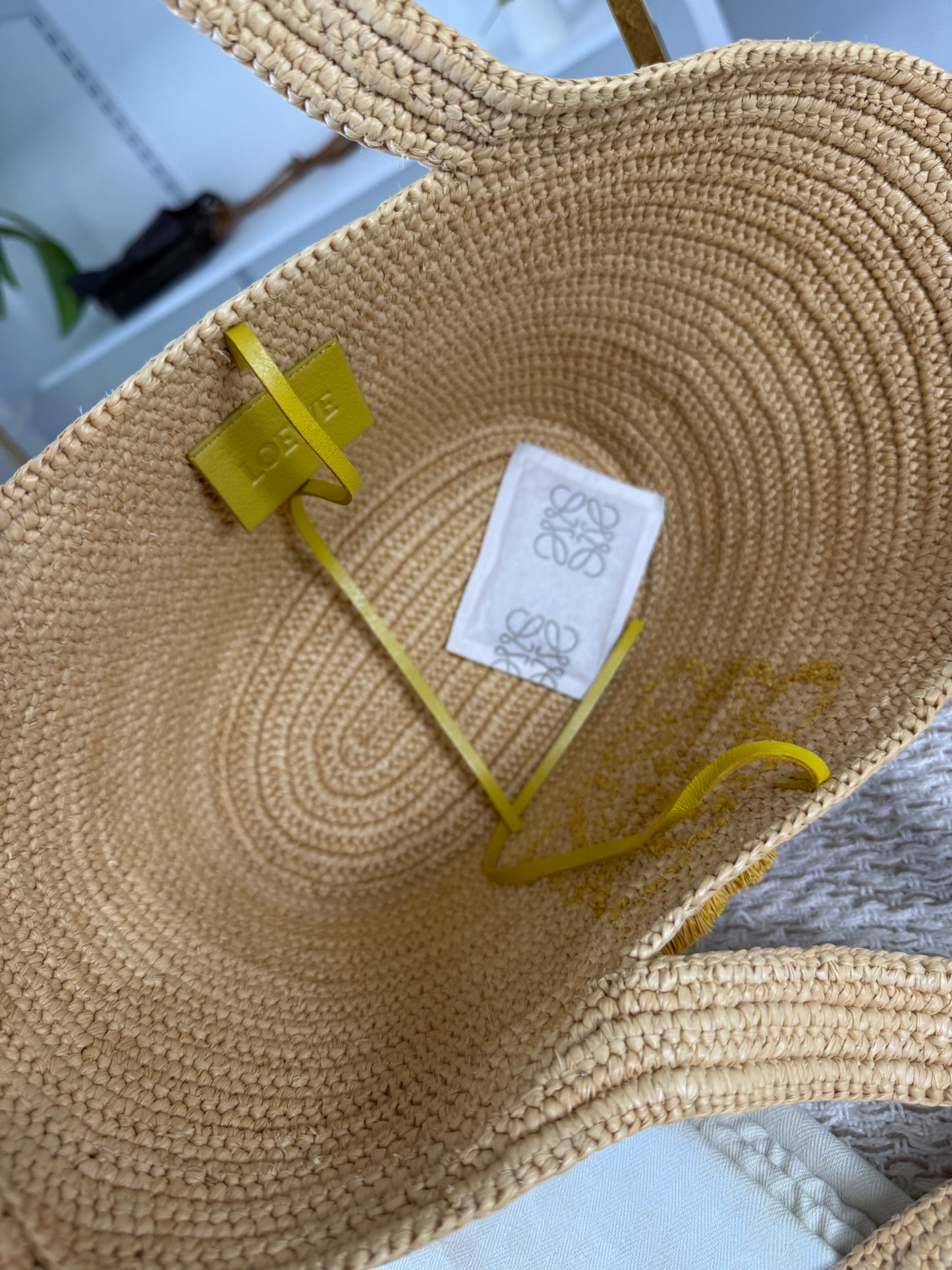 LOEWE SMALL RAFFIA BUNNY BASKET BAG