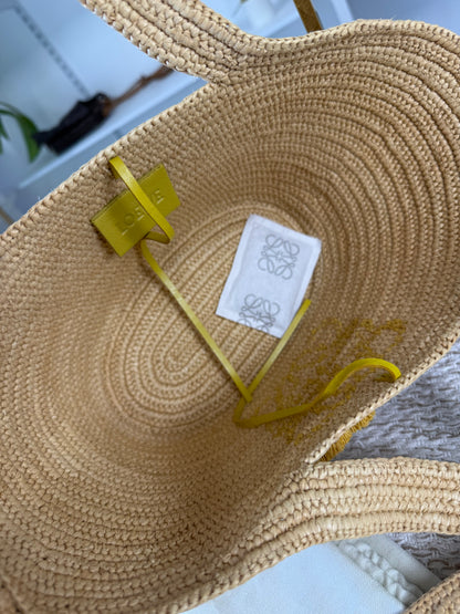 LOEWE SMALL RAFFIA BUNNY BASKET BAG