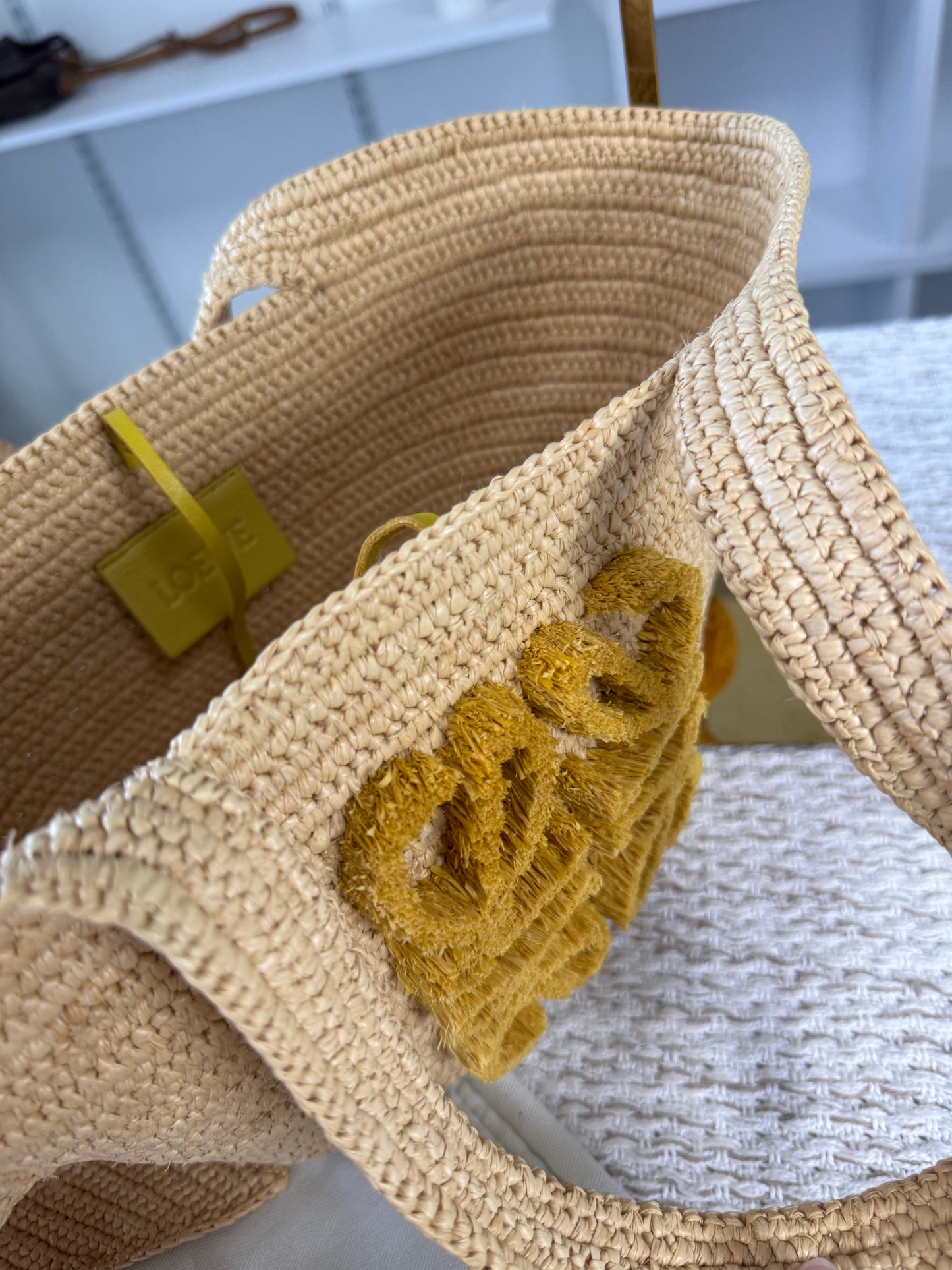 LOEWE SMALL RAFFIA BUNNY BASKET BAG