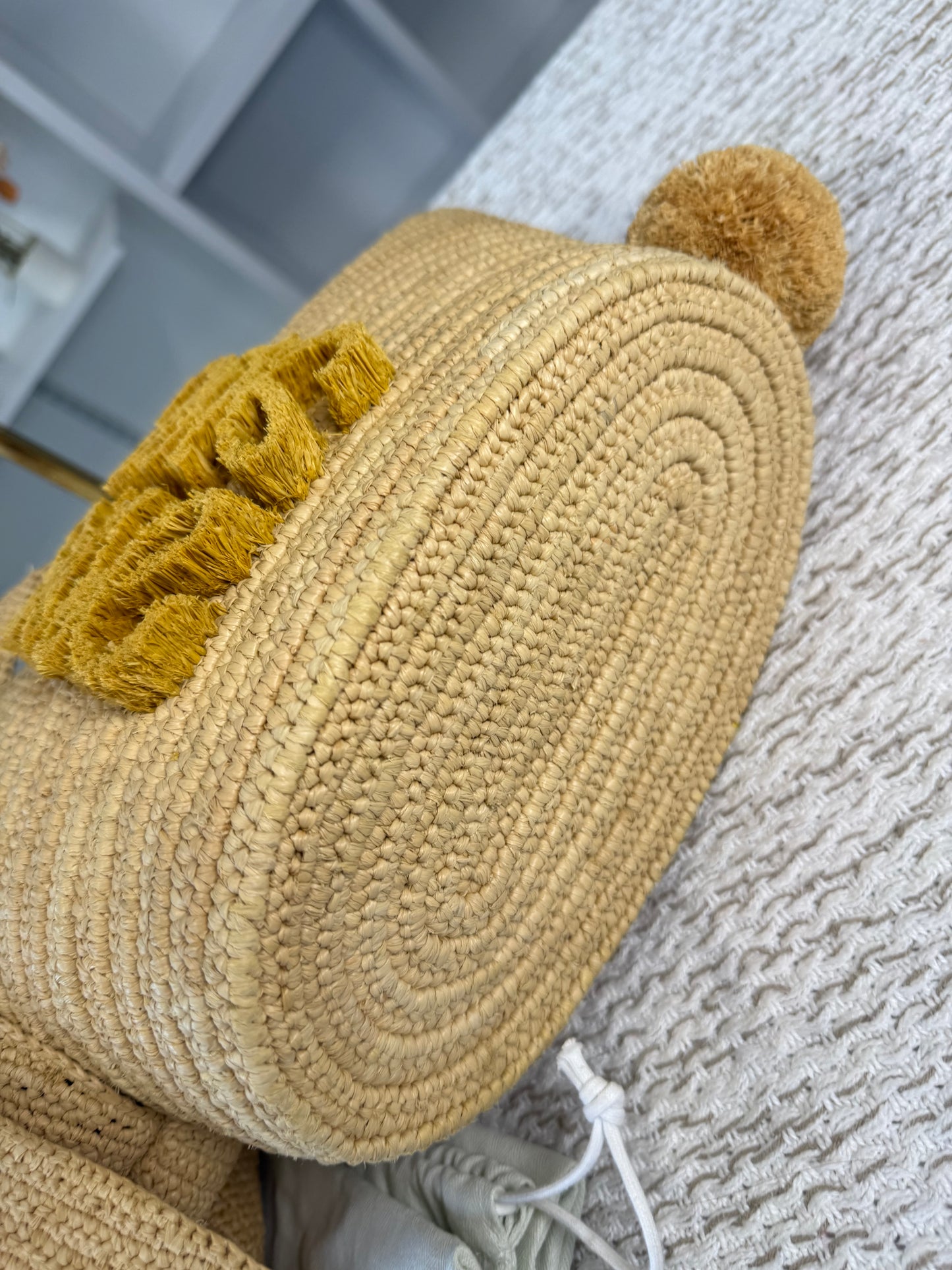 LOEWE SMALL RAFFIA BUNNY BASKET BAG