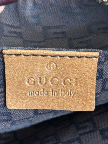 GUCCI Vintage beige canvas leather half-moon hobo bag