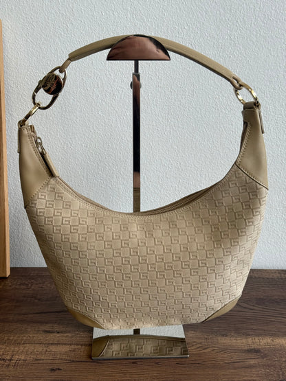 Gucci GG suede and leather hobo bag beige camel