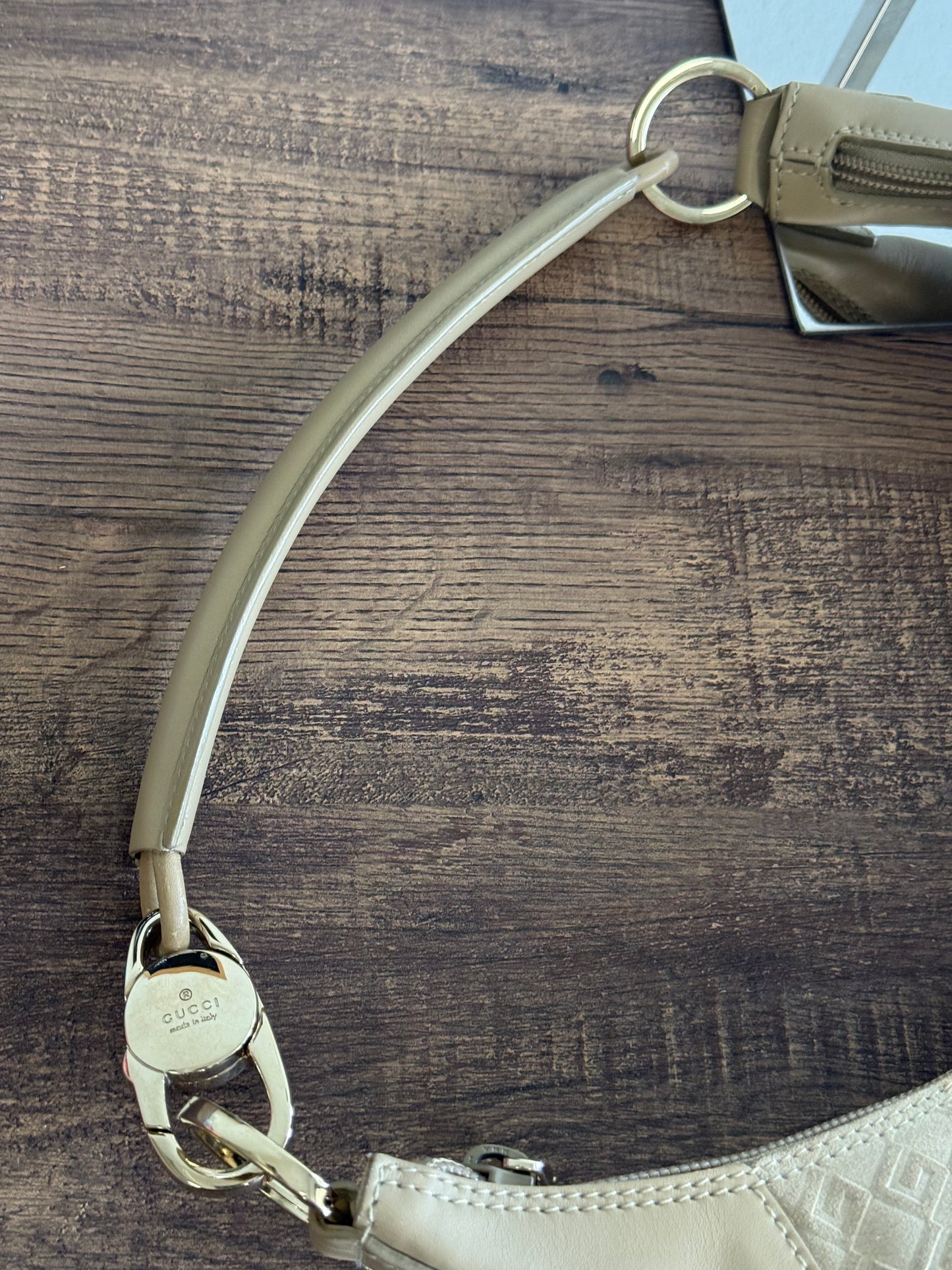 Gucci GG suede and leather hobo bag beige camel