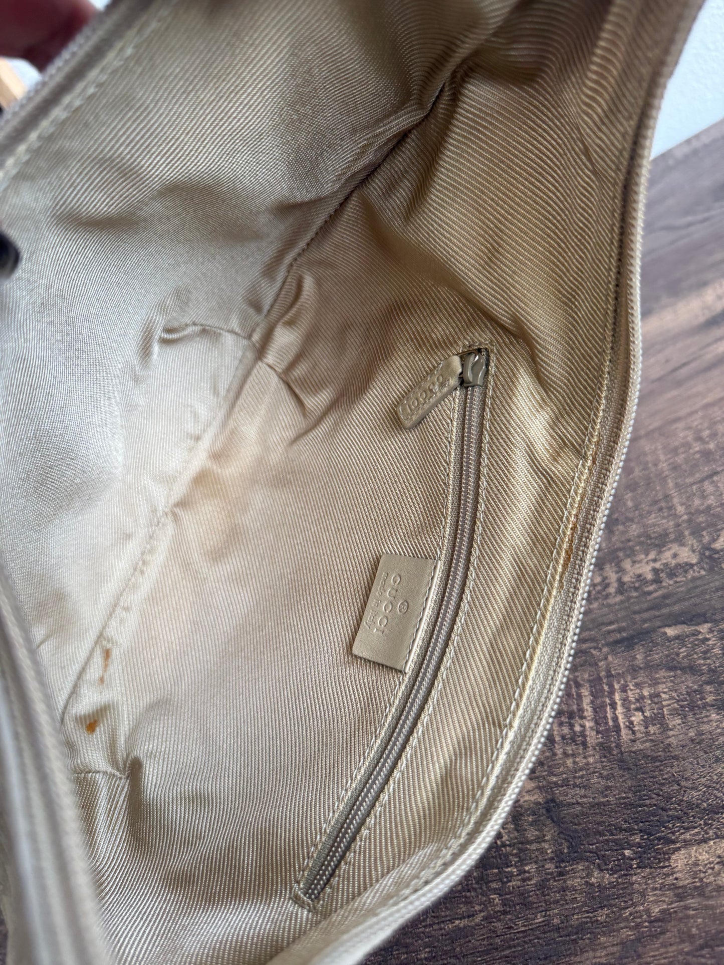 Gucci GG suede and leather hobo bag beige camel