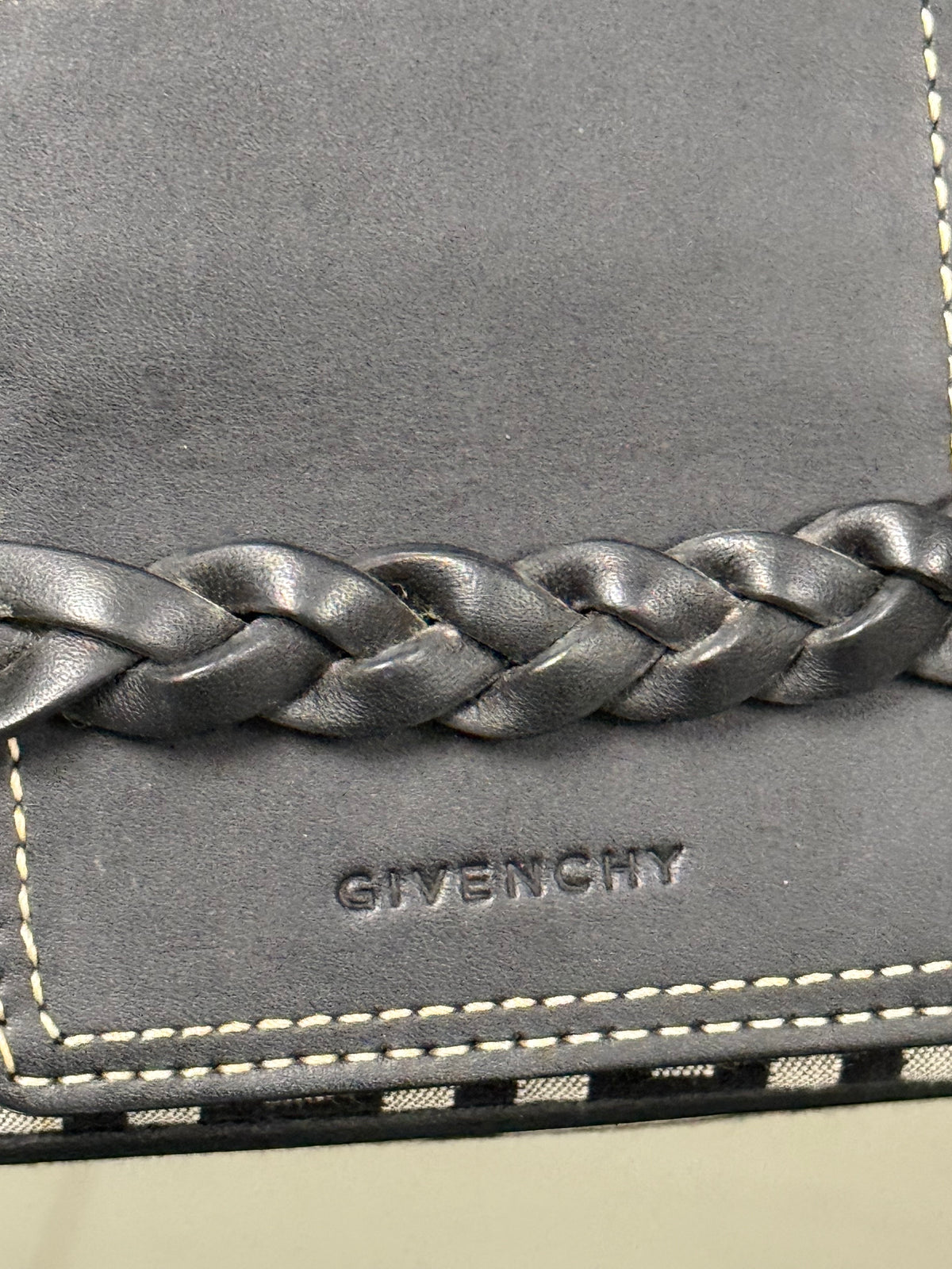 Givenchy Black Signature Canvas and Leather Flap Baguette Shoulder Bag