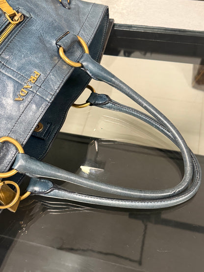 Blue Green Leather Tote Bag