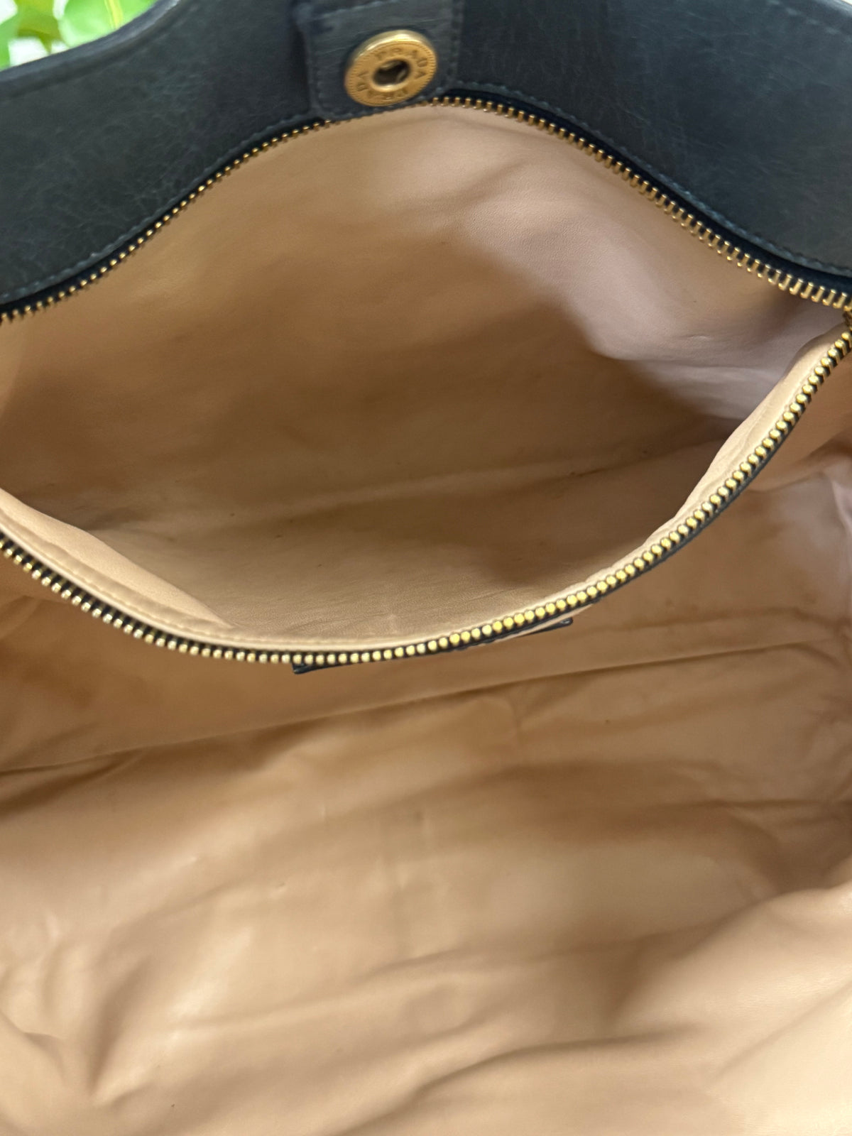 Blue Green Leather Tote Bag