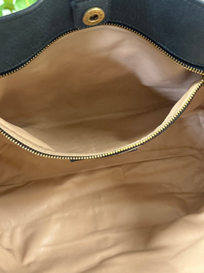Blue Green Leather Tote Bag
