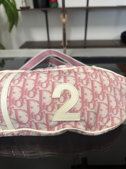 Vintage Christian Dior Trotter Pink and Cream Nylon Patent Leather Belt Bum Bag