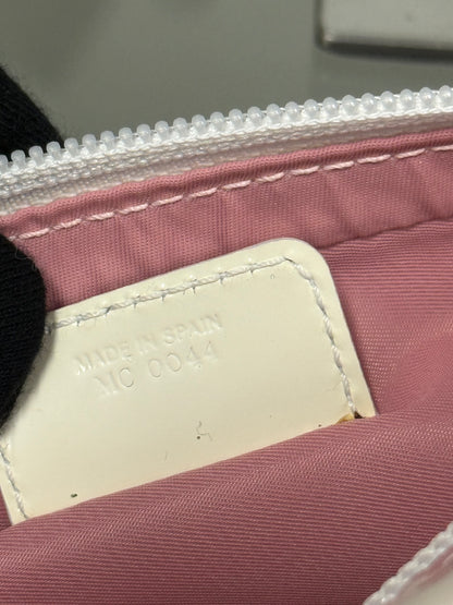 Vintage Christian Dior Trotter Pink and Cream Nylon Patent Leather Belt Bum Bag