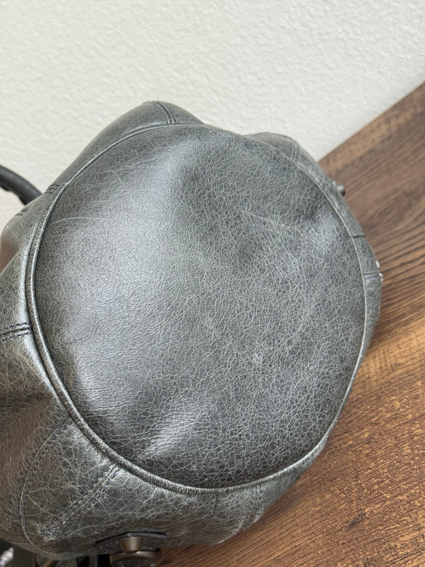 Balenciaga Classic Mini Pompon Leather 2way Bag Grey