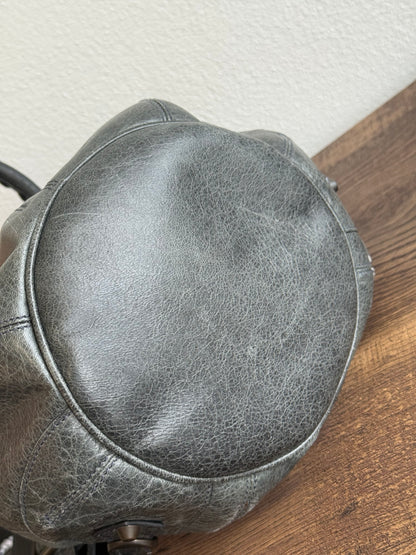 Balenciaga Classic Mini Pompon Leather 2way Bag Grey