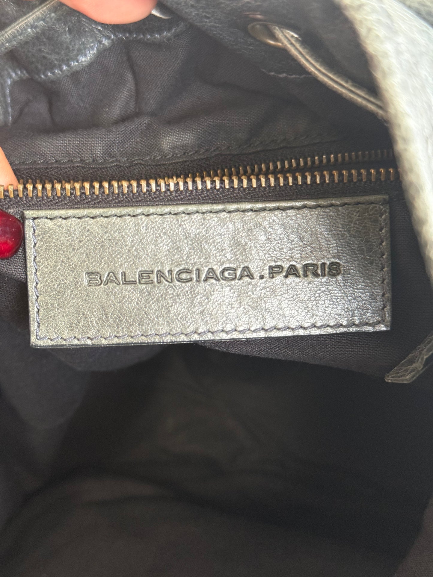 Balenciaga Classic Mini Pompon Leather 2way Bag Grey