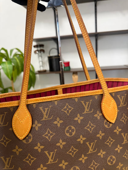 Louis Vuitton Neverfull MM Monogram Canvas Tote Bag with Pivoine Interior M41178