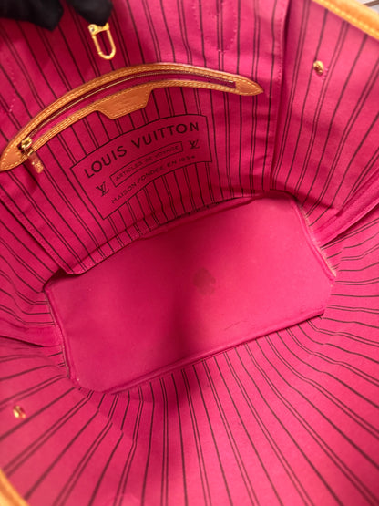 Louis Vuitton Neverfull MM Monogram Canvas Tote Bag with Pivoine Interior M41178
