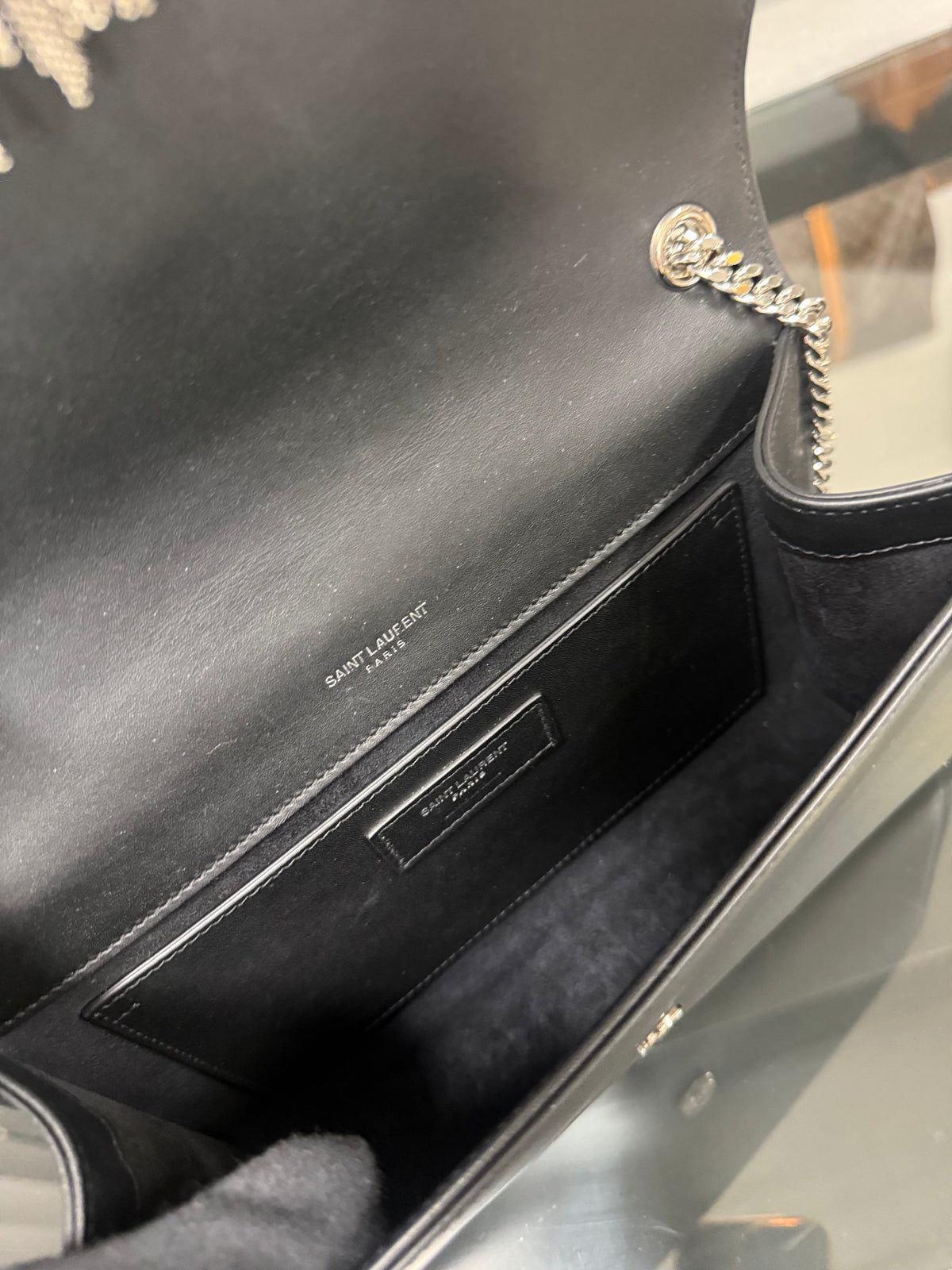 SAINT LAURENT Kate Tassel Medium Shoulder Bag Black Leather YSL