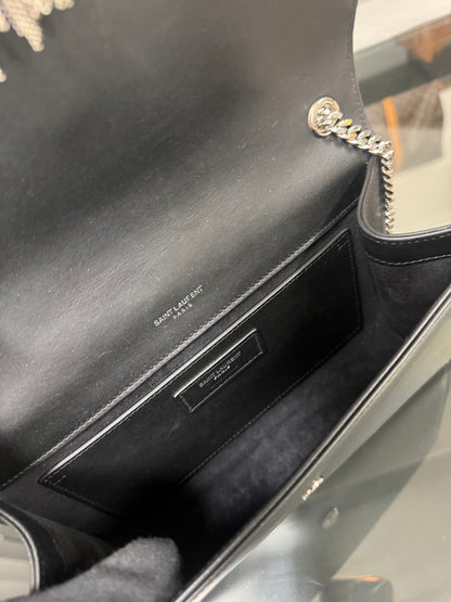 SAINT LAURENT Kate Tassel Medium Shoulder Bag Black Leather YSL