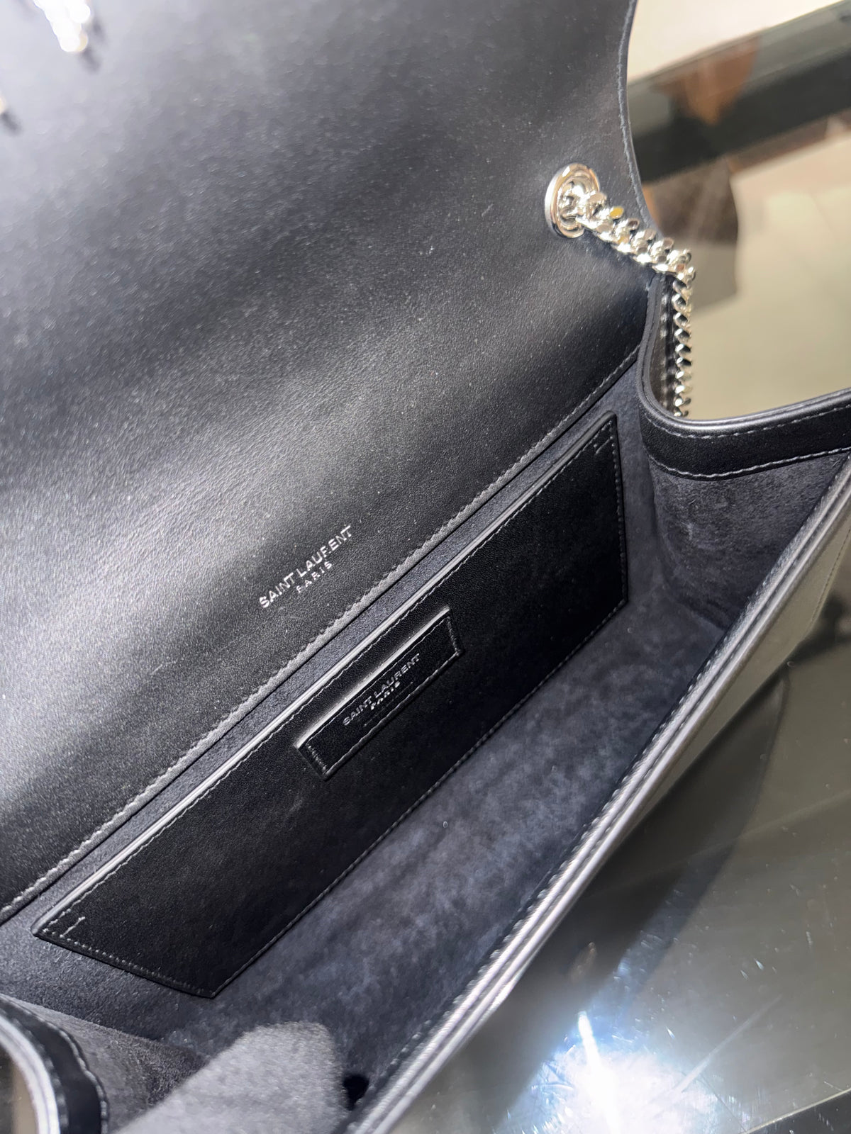 SAINT LAURENT Kate Tassel Medium Shoulder Bag Black Leather YSL