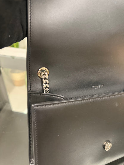 SAINT LAURENT Kate Tassel Medium Shoulder Bag Black Leather YSL