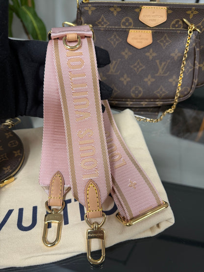 LOUIS VUITTON Multi Pochette Accessoires in Monogram Pink Strap