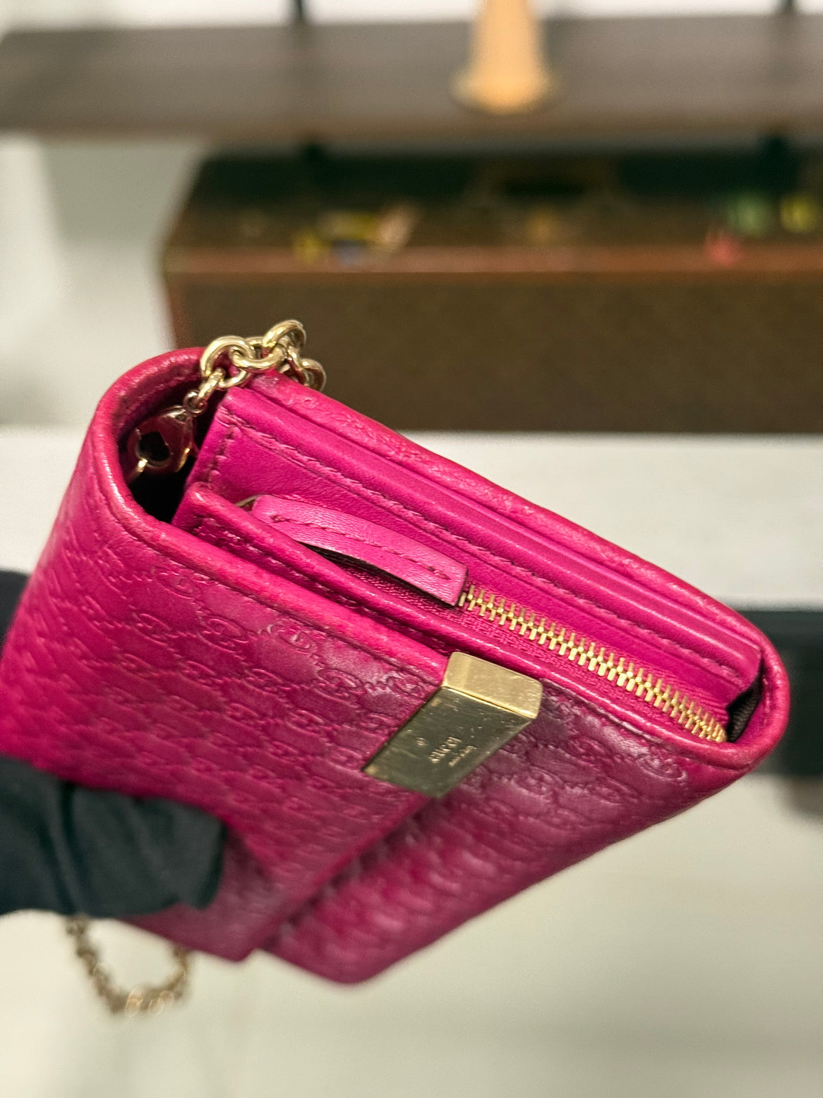 Gucci Microguccissima Pink Leather Wallet on Chain