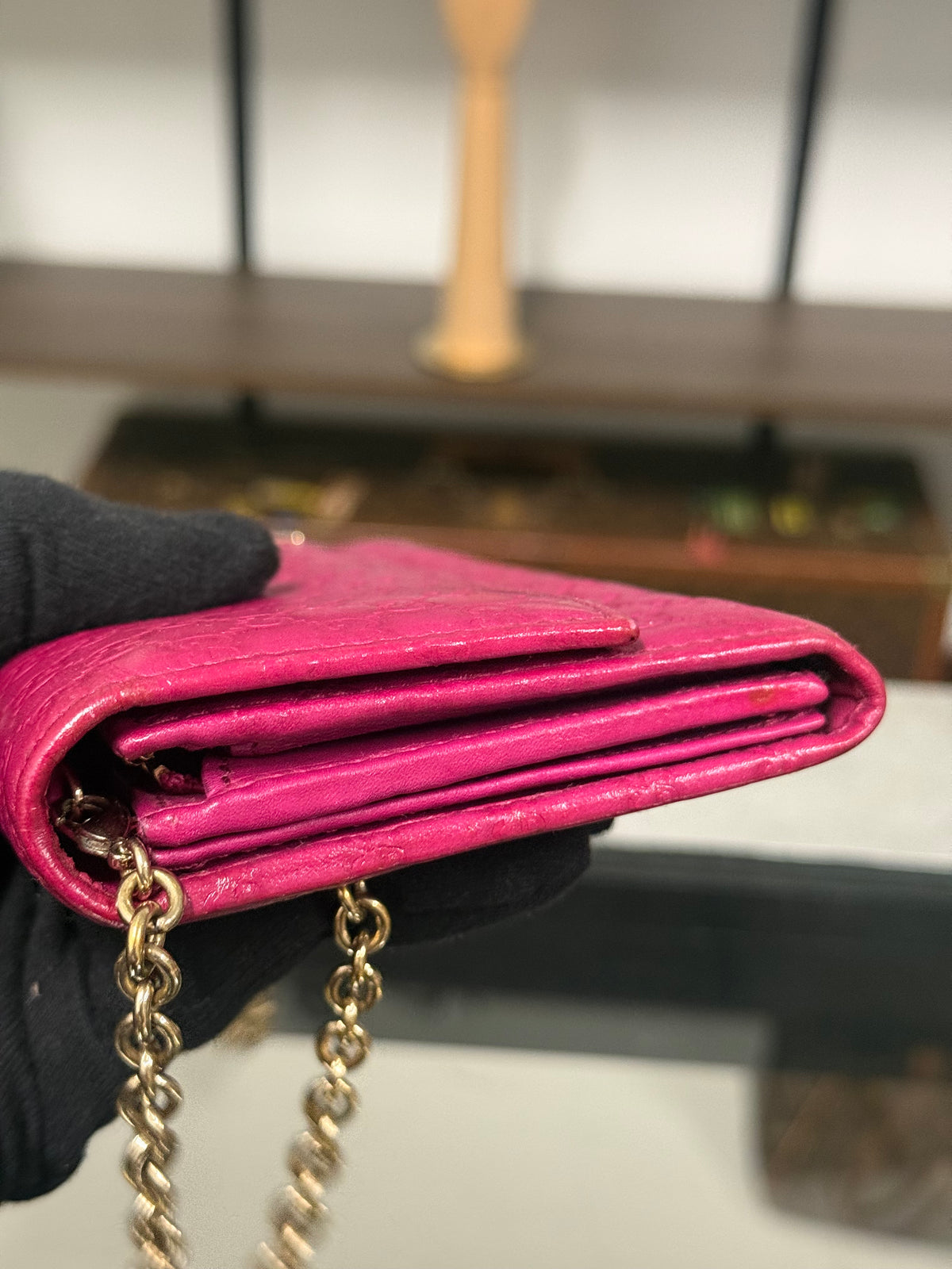 Gucci Microguccissima Pink Leather Wallet on Chain