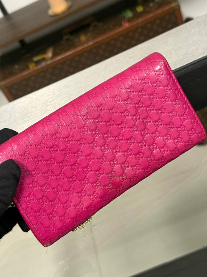 Gucci Microguccissima Pink Leather Wallet on Chain
