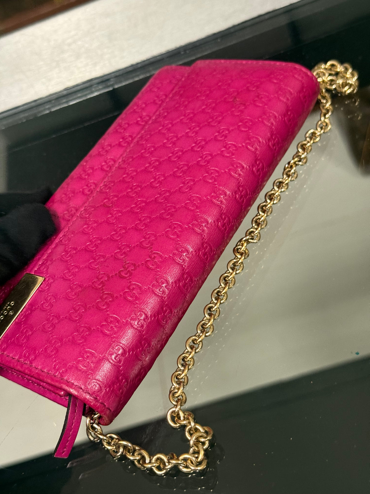Gucci Microguccissima Pink Leather Wallet on Chain