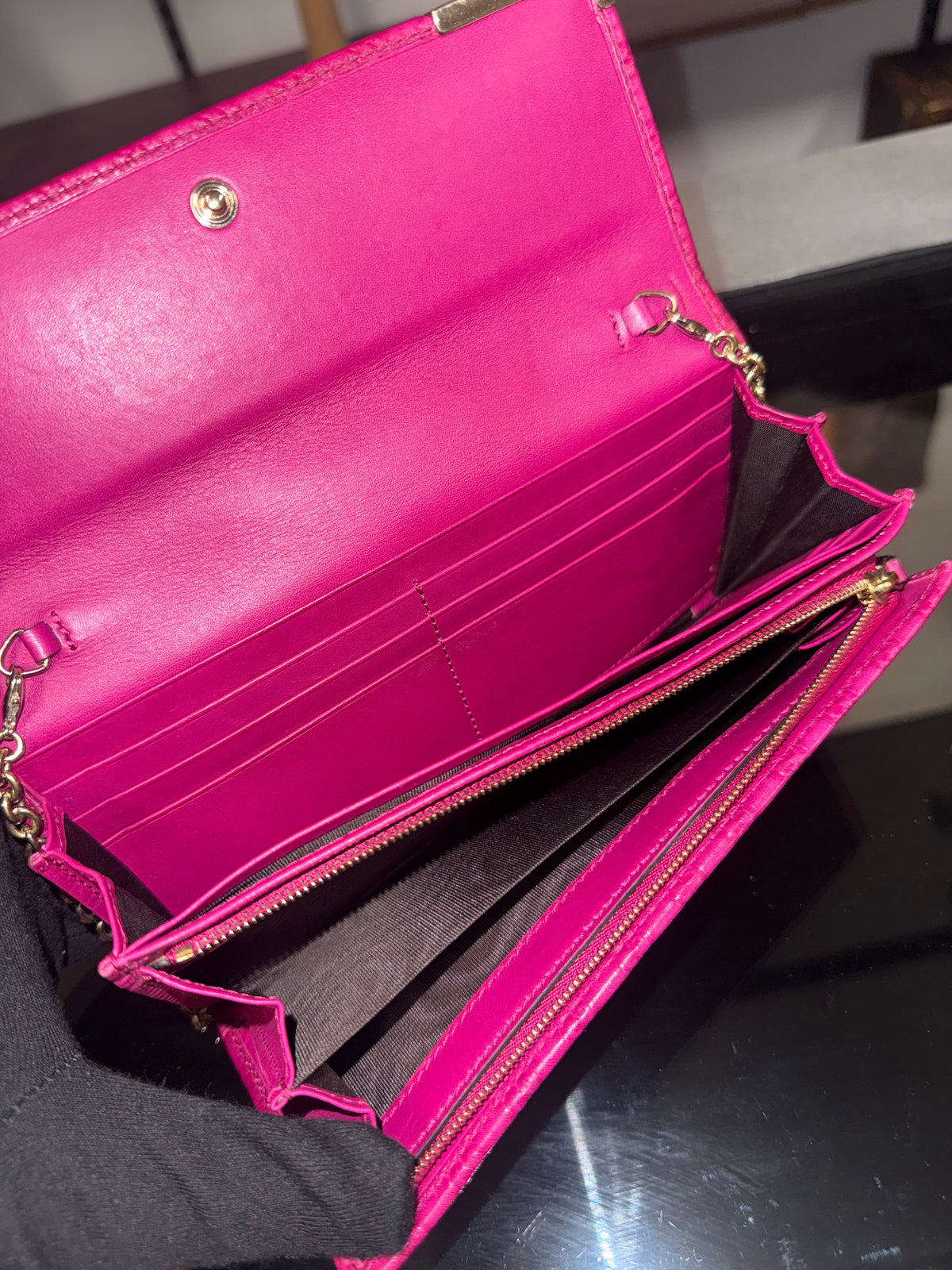 Gucci Microguccissima Pink Leather Wallet on Chain