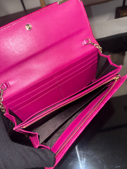 Gucci Microguccissima Pink Leather Wallet on Chain
