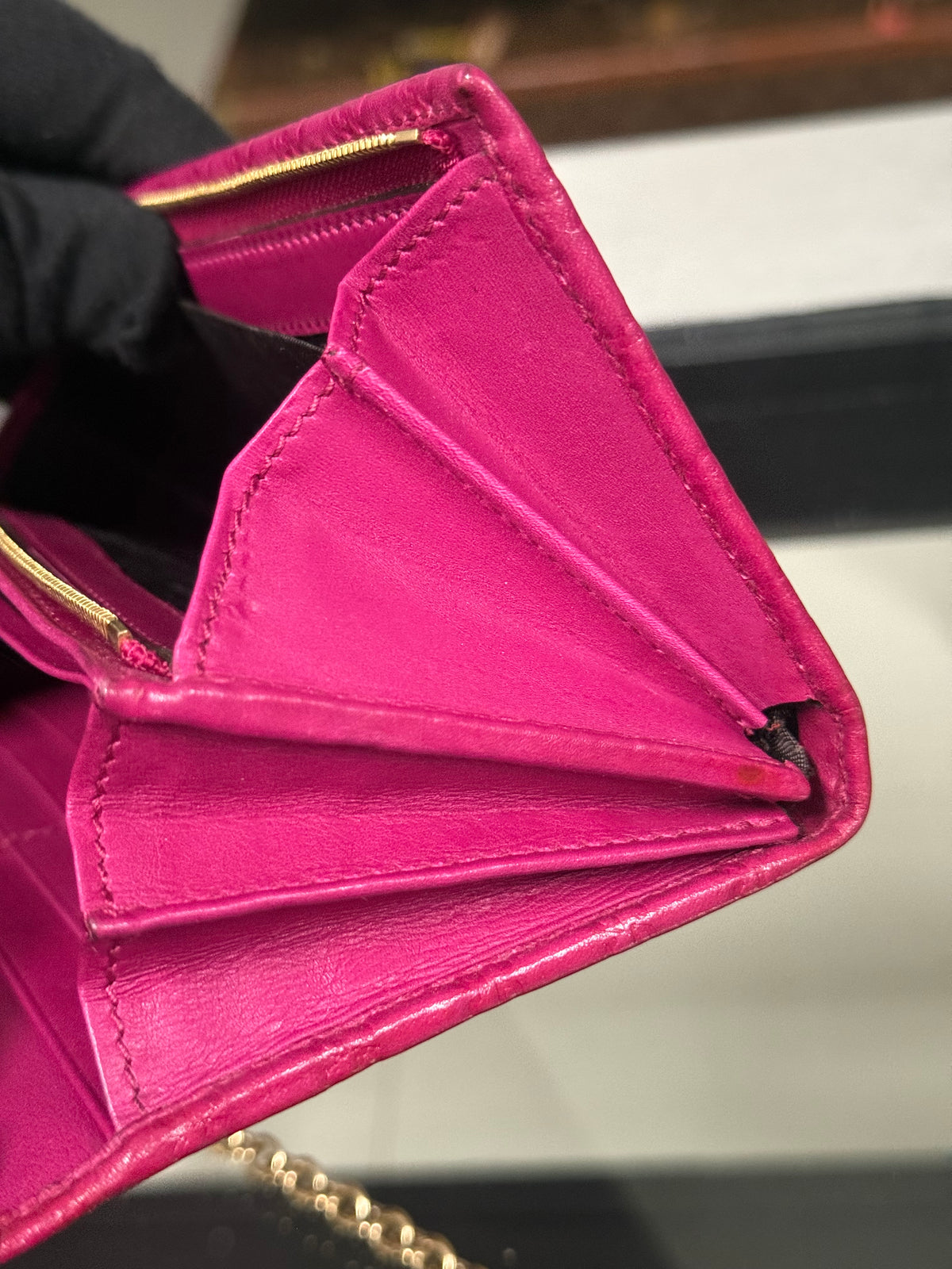 Gucci Microguccissima Pink Leather Wallet on Chain
