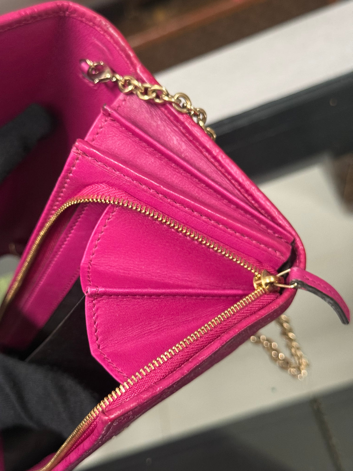 Gucci Microguccissima Pink Leather Wallet on Chain
