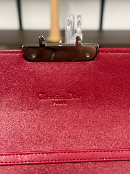 Christian Dior Miss Dior Cannage Patent Leather Chain Wallet in Red