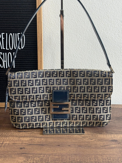 FENDI ZUCCHINO MAMA BAGUETTE NAVY BLUE