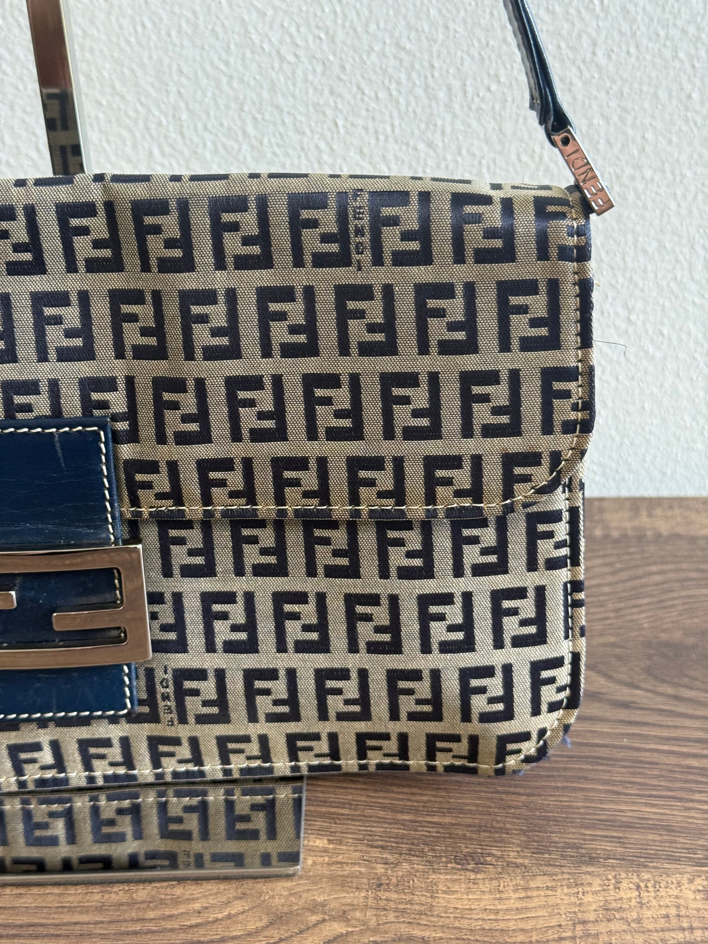 FENDI ZUCCHINO MAMA BAGUETTE NAVY BLUE