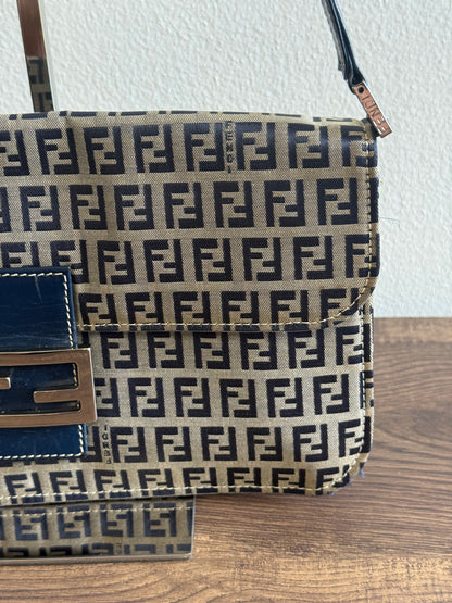 FENDI ZUCCHINO MAMA BAGUETTE NAVY BLUE