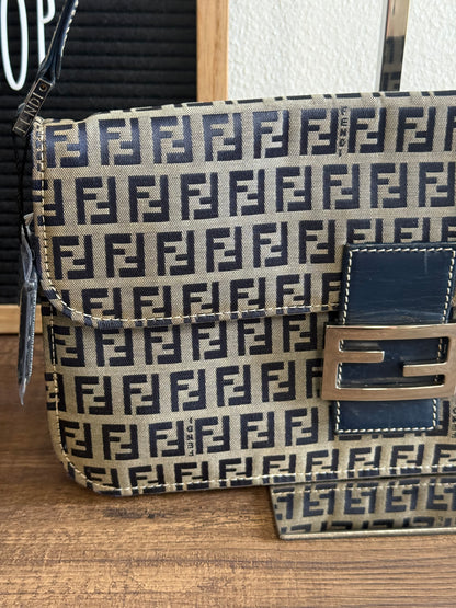 FENDI ZUCCHINO MAMA BAGUETTE NAVY BLUE